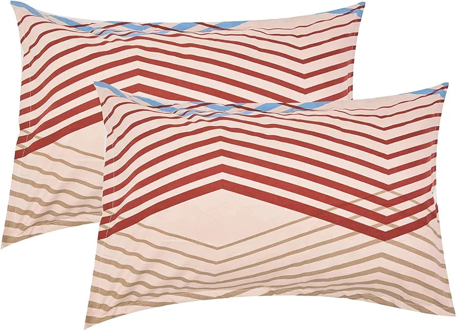 The Home Style Cotton Elastic Fitted All Around Printed King Size Double Bed Bedsheet Wih 2 Pillow Cover 400 TC Smoky Rose