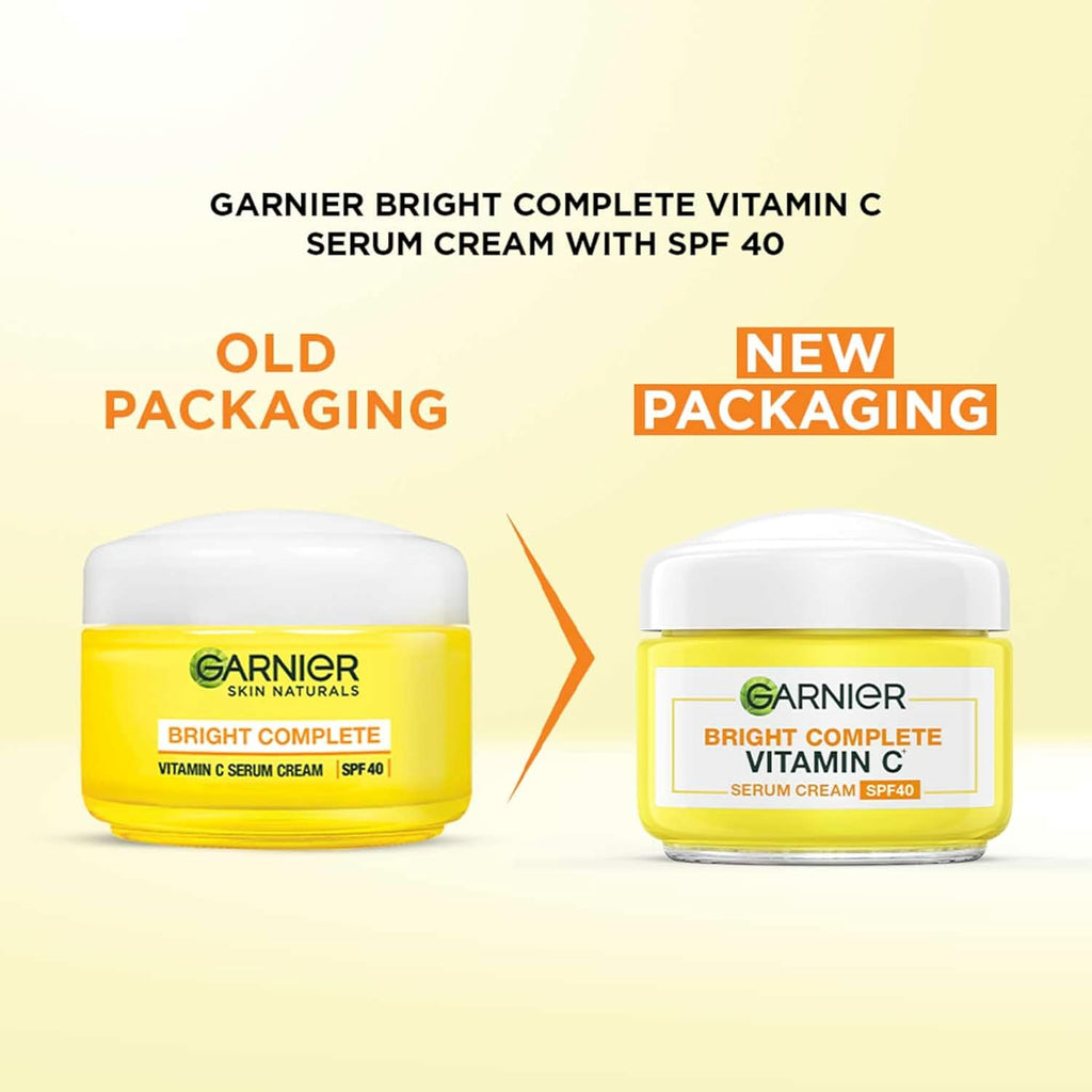 Garnier Skin Naturals, Day Cream, Brightening & Protects Skin from Sun, Bright Complete Vitamin C Serum Cream, 45 g