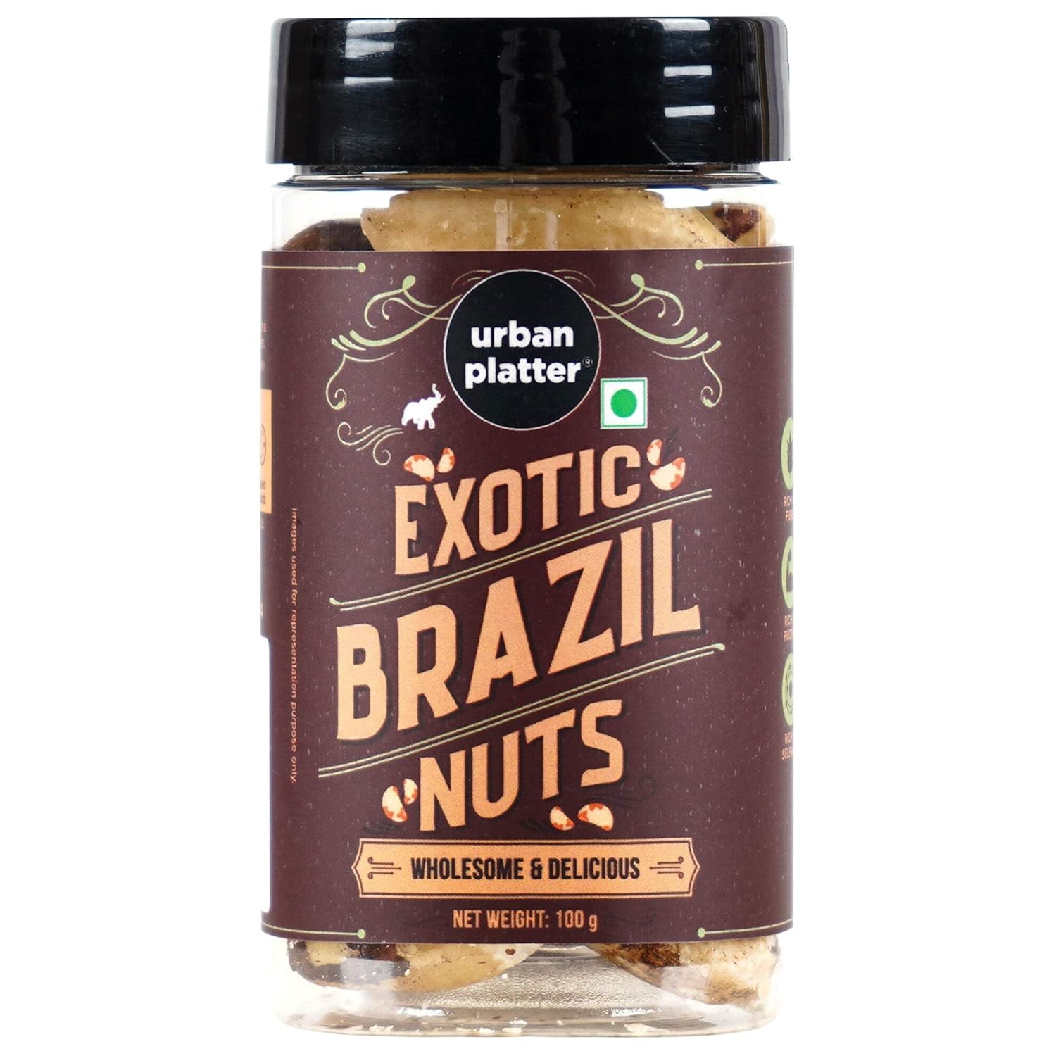 Urban Platter Brazil Nuts, 100g (Rich in Selenium | Superfood | Have 1 Daily | Product of Peru)