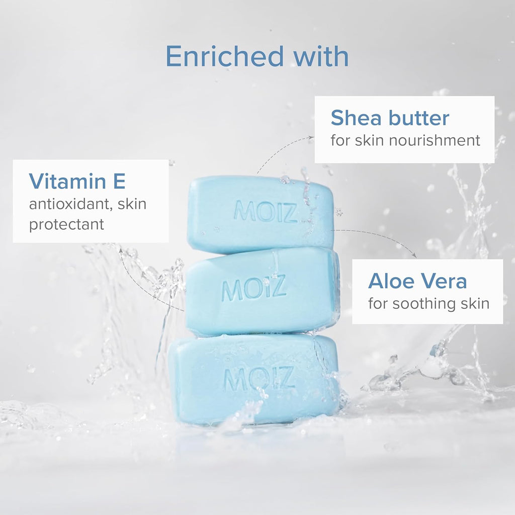 Moiz Syndet Bathing Bar | pH 5.5 | With Shea Butter, Aloe Vera & Vitamin E | Paraben & Cruelty-Free - 75gm