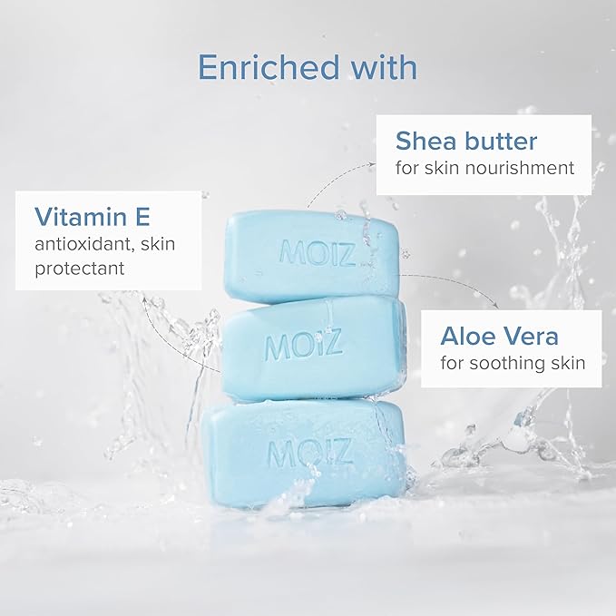 Moiz Syndet Bathing Bar | ph 5.5 | With Shea Butter, Aloe Vera & Vitamin E - 75 Gms