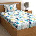 Dreamscape Cotton Single Bedsheet with 1 Pillow Cover Floral Teal Blue