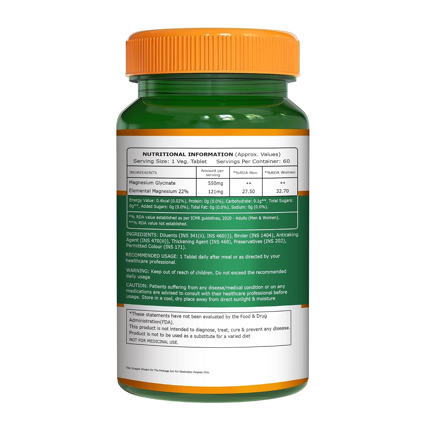 Pure Nutrition Magnesium Glycinate 550mg - 60 Tablets | High Absorption Magnesium Supplement for Daily Wellness | Supports Muscle Relaxation, Sleep & Nerve Function