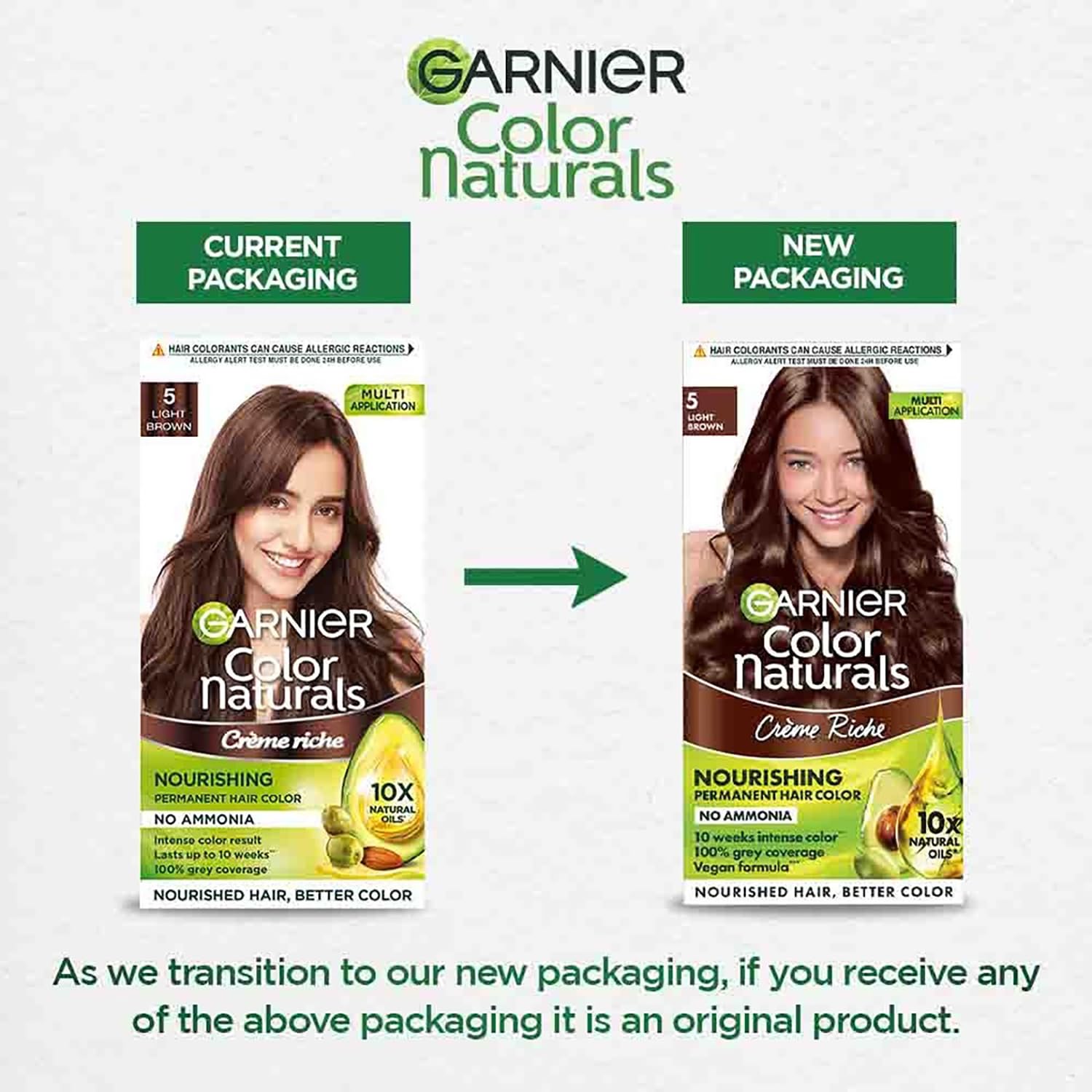 Garnier Color Naturals CrÃ¨me hair color, Shade 5 Light Brown, 70ml + 60g
