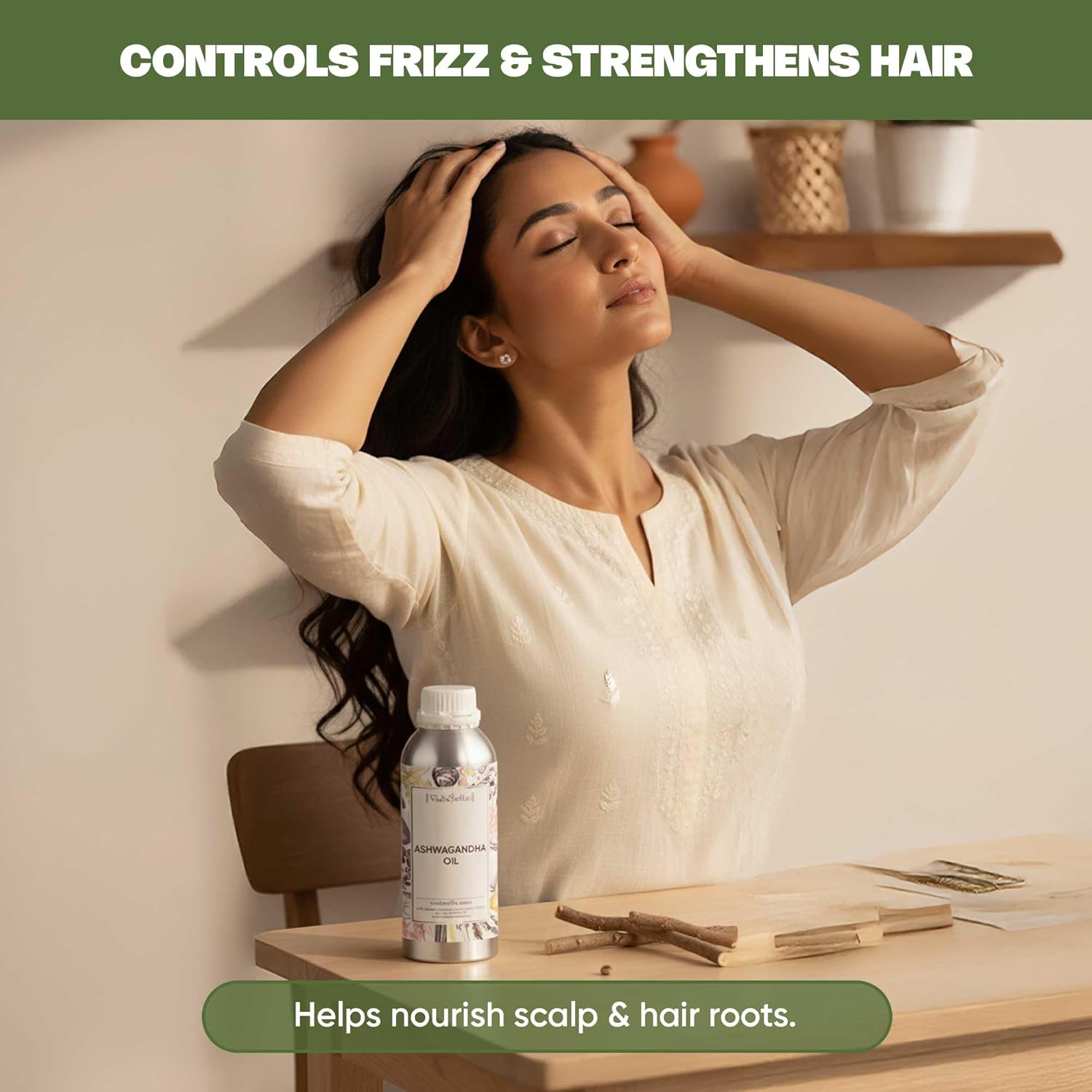 VedaOils Ashwagandha Oil Pure, Natural & Cold Pressed Hair Care And Skin - 100 ml
