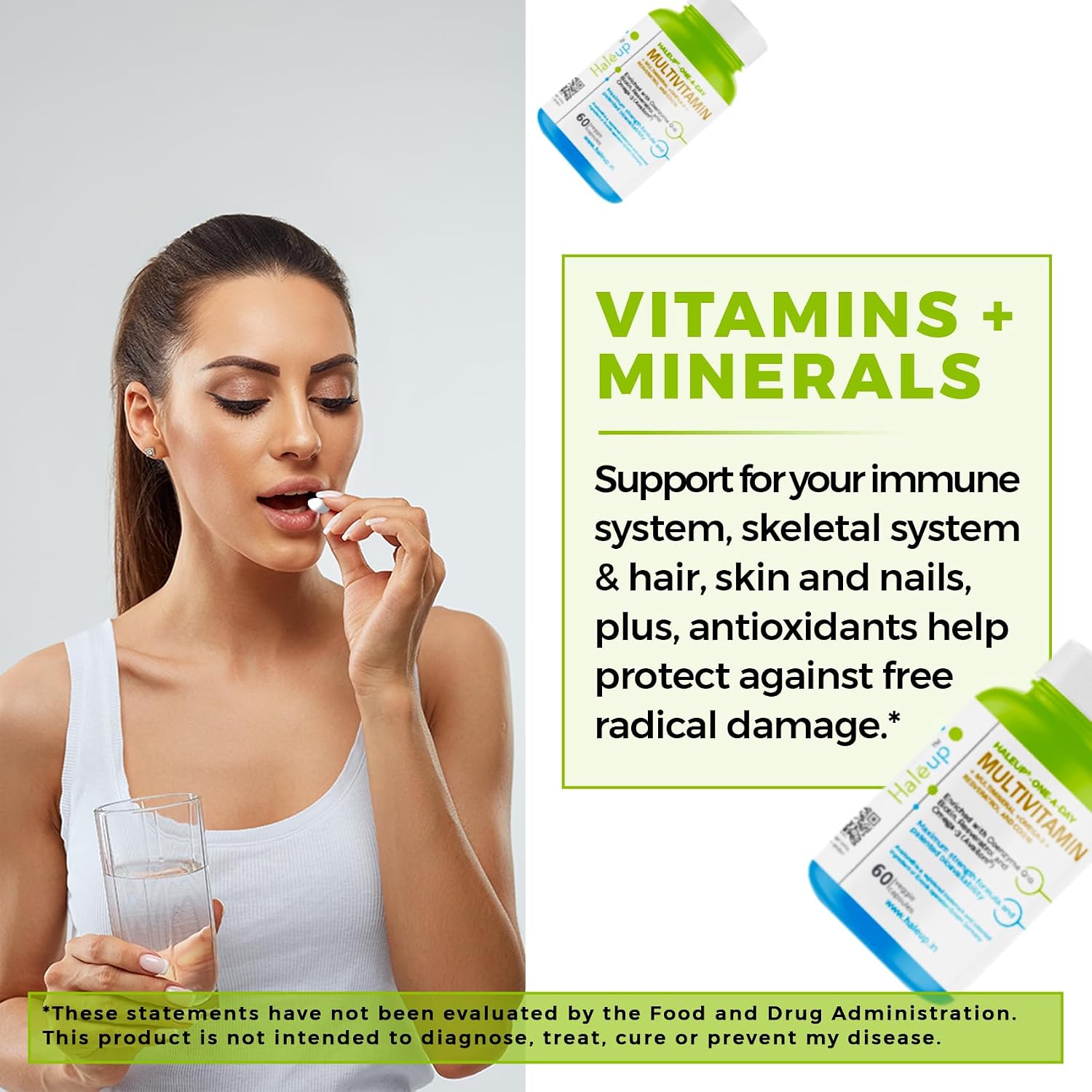 Haleup Multivitamins capsules for Women & Men 60 capsules - Multivitamin & Multimineral Supplements with Omega-3, Resveratrol, Coenzyme Q10 & Biotin