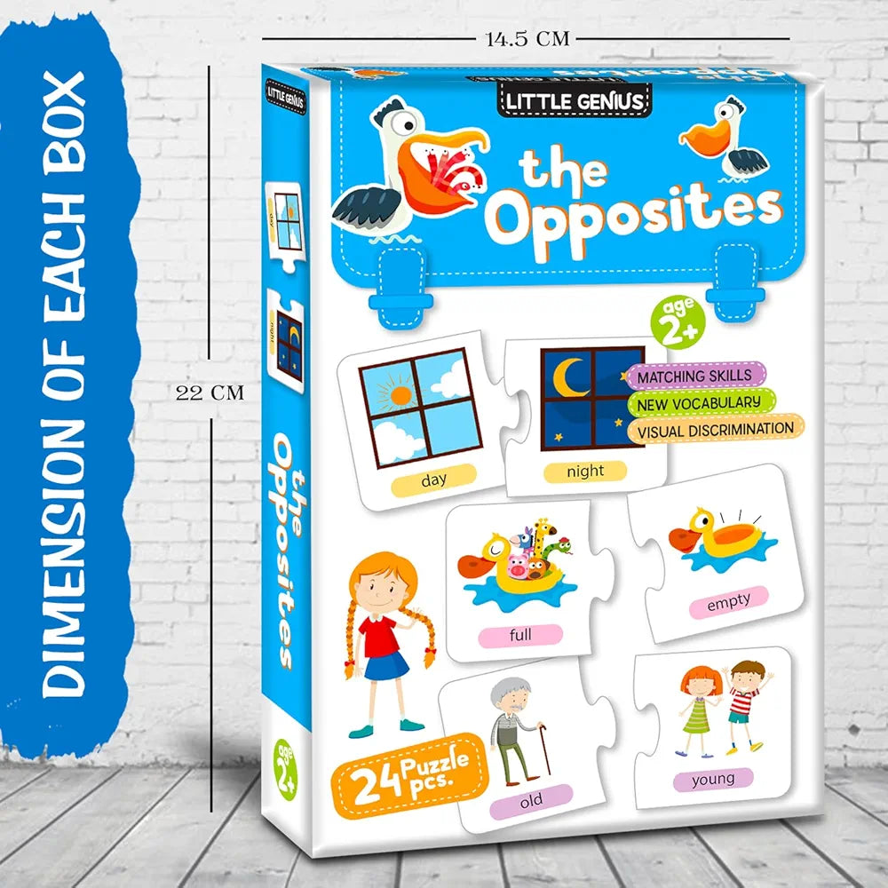 Hello Friend The Opposite 24 Puzzle Game Box Set for Kids Early Learning Activity with Matching Skills Colorful Fun Illustrations for Kids