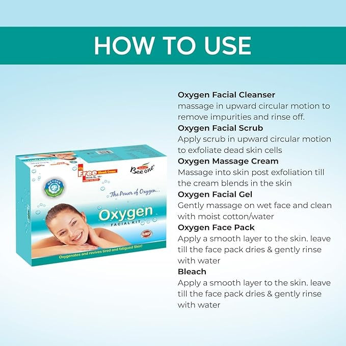 Bee One Complete 5 step Oxygen Facial Kit for Radiance & Youthful Glow - 312 gms