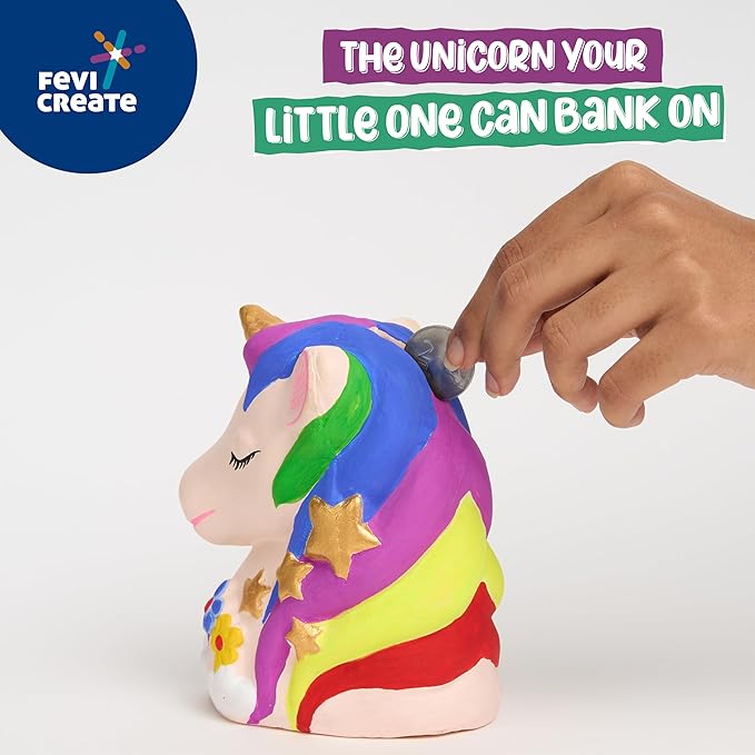 Fevicreate Unicorn Money Box Art and Craft Kit Learn Saving Skills & Gain Financial Knowledge Creative Toys for Kids 5+ Years