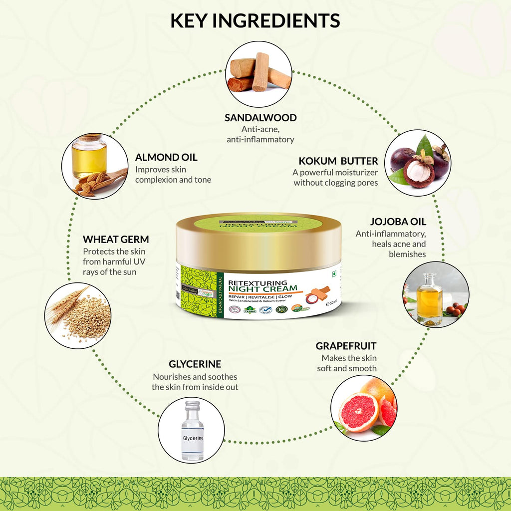 INDUS VALLEY Retexturing Night Cream with Sandalwood & Kokum Butter | Deep Skin Repair, Hydration & Overnight Nourishment for Soft Glowing Skin â€“ 50 ml