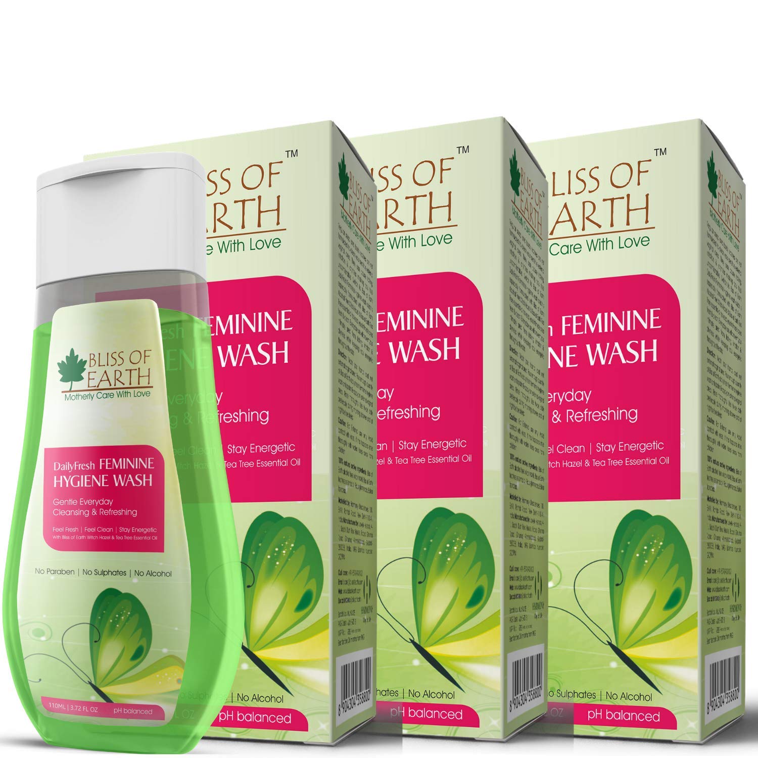Bliss of Earth DailyFresh Feminine Hygiene Wash - 110 ml Each (Pack of 3)