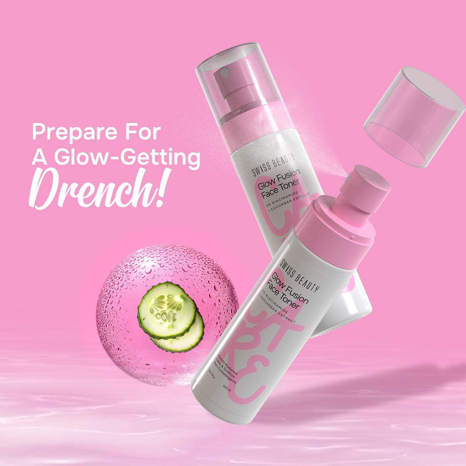 Swiss Beauty Care Glow Fusion Face Toner | Hydrating & Soothing | 3% Niacinamide & Cucumber Extract | Refreshing | 100ml