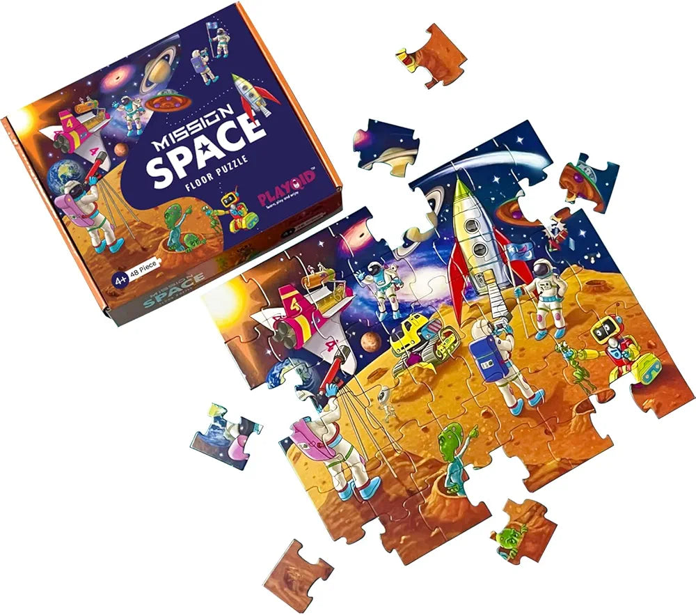 Playqid Puzzle Games for Kids Age 4 to 8 Years 48-Piece,35x30cm–Jigsaw Kid’s Floor Puzzle Mat Outer Space Solar System Educational Memory Toy