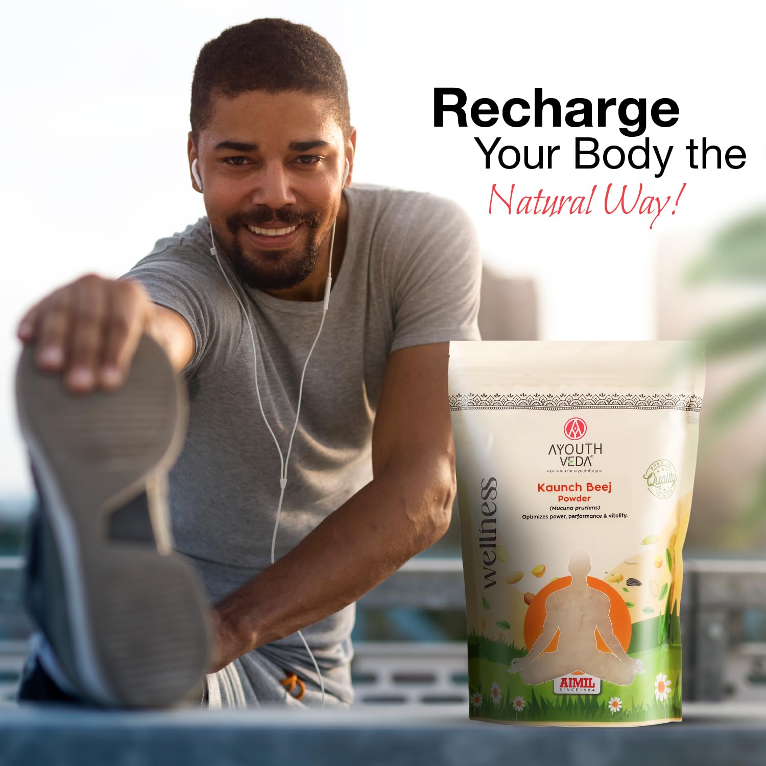 Ayouthveda Kaunch Beej Powder - 100% Ayurvedic Herb for Power, Performance & Vitality - Net Qty: 200g