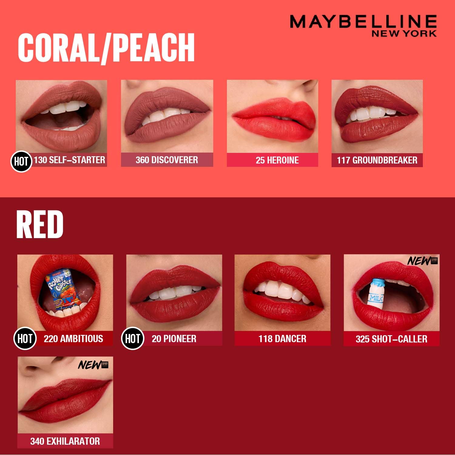 Maybelline New York Superstay Matte Ink Liquid Lipstick, Ground Breaker | No budge bold color for 16H | Transferproof, Waterproof, Foodproof | Brown skin friendly