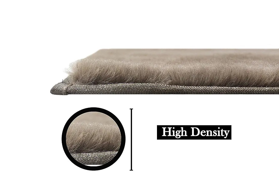 Luxe Home International Rebbit Fur 40X60 Cm Rectangular Bathroom Mat Colour Taupe