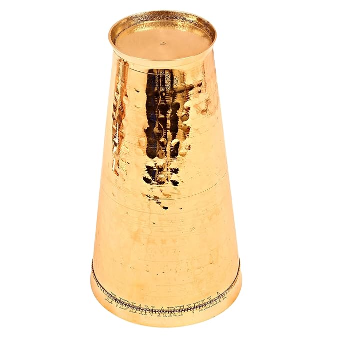 Indian Art Villa Brass Lassi Glass With Hammered Design Height-6.5" Inches Volume | 700 ml