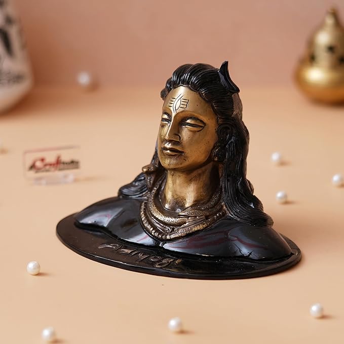 Ecraftindia Black and Golden Brass Lord Adiyogi Shiva Statue | Shiv Murti | Shiva Idol