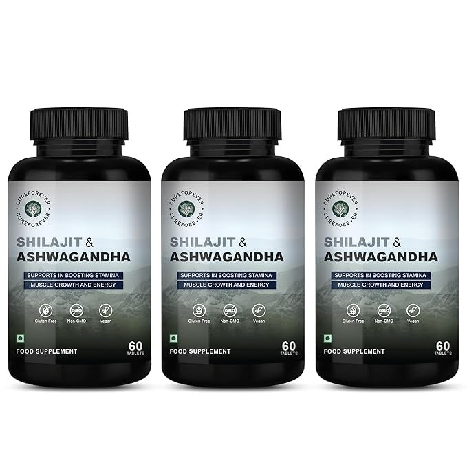 Cureforever Shilajit & Ashwagandha Tablets 1000mg/serving - 60 Tabs