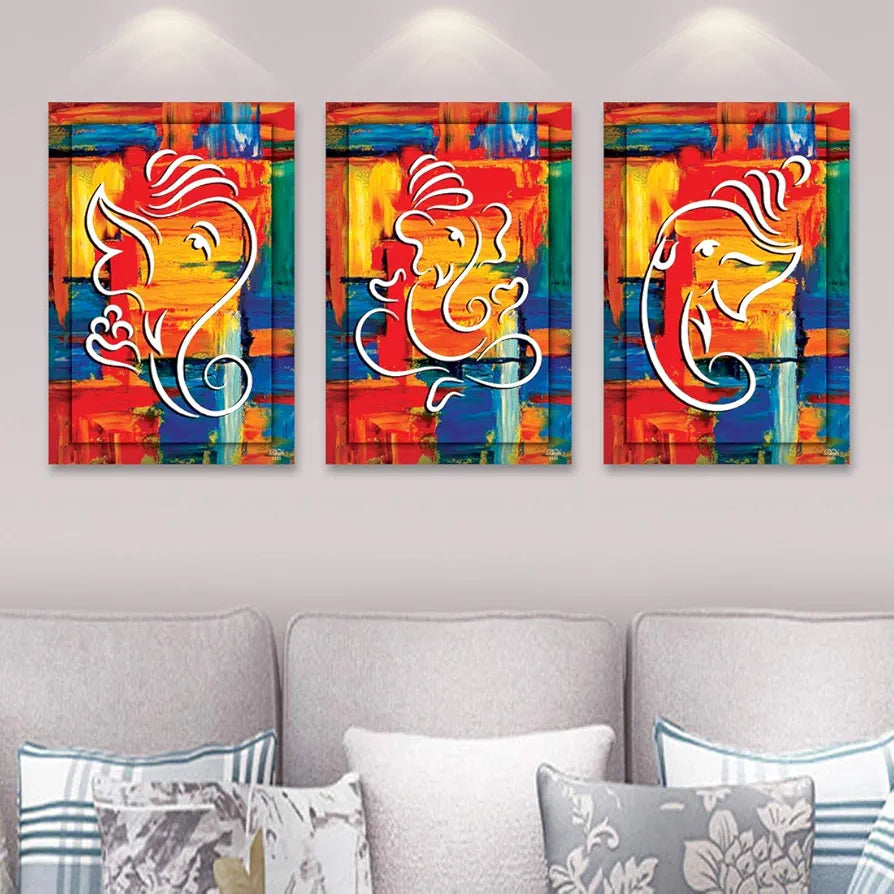 Rangoli MDF 3 Pcs Wall Poster 12x18 Inch Decorative Wall Art P-4 Design-27