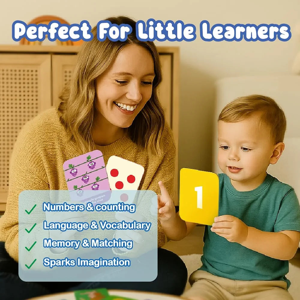 Binca Flash Cards for Toddlers - Letters & Numbers, 50 Thick Double-Sided Premium Cards with Phonics & Counting, Learning Tool for Preschoolers, Early Learning Toy, Gifts for Kids Ages 1, 2, 3 Years