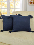Homadorn Luxury Cotton Handmade Decorative Boho Throw Pillow Covers Colour Navy