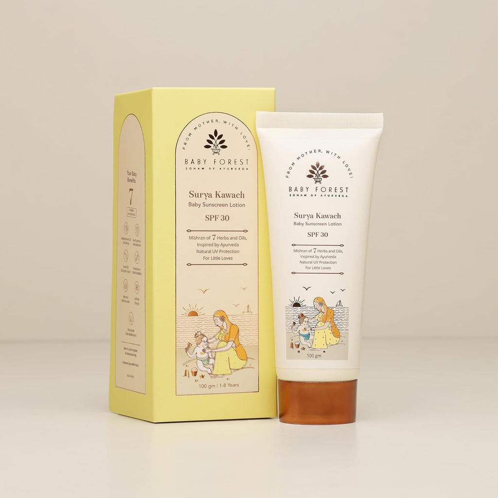Baby Forest Surya Kawach Baby Sunscreen Lotion | Kids Sunscreen with SPF 30 | Paraben Free | Kids Sunscreen Lotion for Summer | Ideal for 1-8 yrs | 100 gm