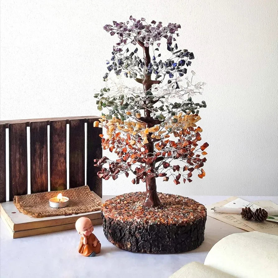 Ritualistic Chakra Crystal Tree with Gemstones Handcrafted for Energy Healing Meditation