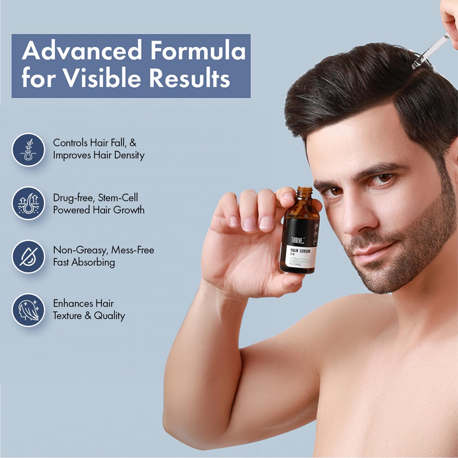 ThriveCo Hair Growth Serum 2.0, 30ml | Advanced Patent Filed Clinically Proven Scalp Treatment for Hair Fall Control & Regrowth | British Medical Publication | Redensyl, Anagain, RegendilÂ®, Rosemary Oil | Lightweight, Non-Sticky Solution | Men & Women