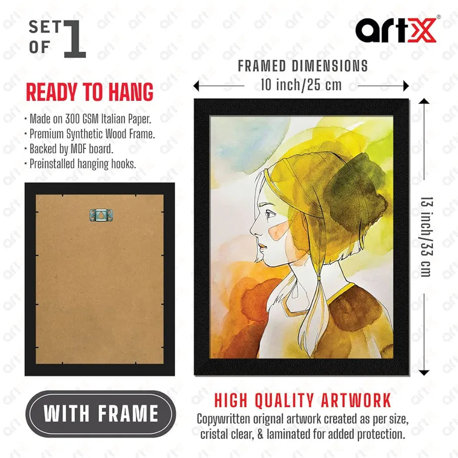 ArtX Paper Watercolor_Women Abstract Frame Wall Art Painting