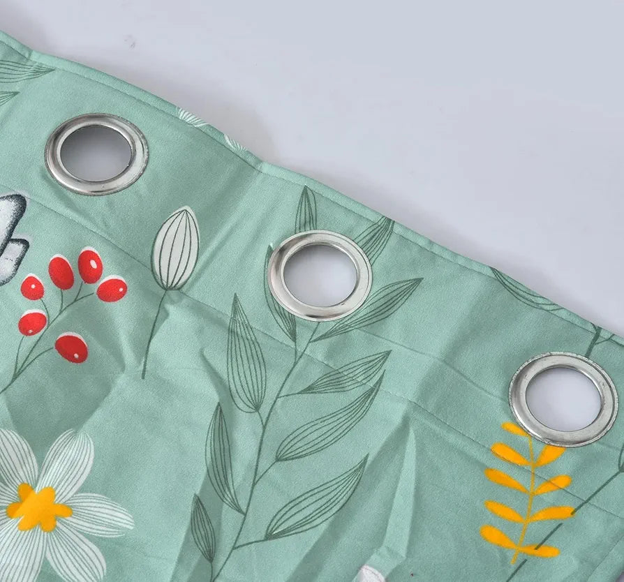 The Home Style Supersoft Printed Cotton Brushed Microfiber Eyelet Window Curtain 4x5 Feet  Grommet Curtain for Living Room