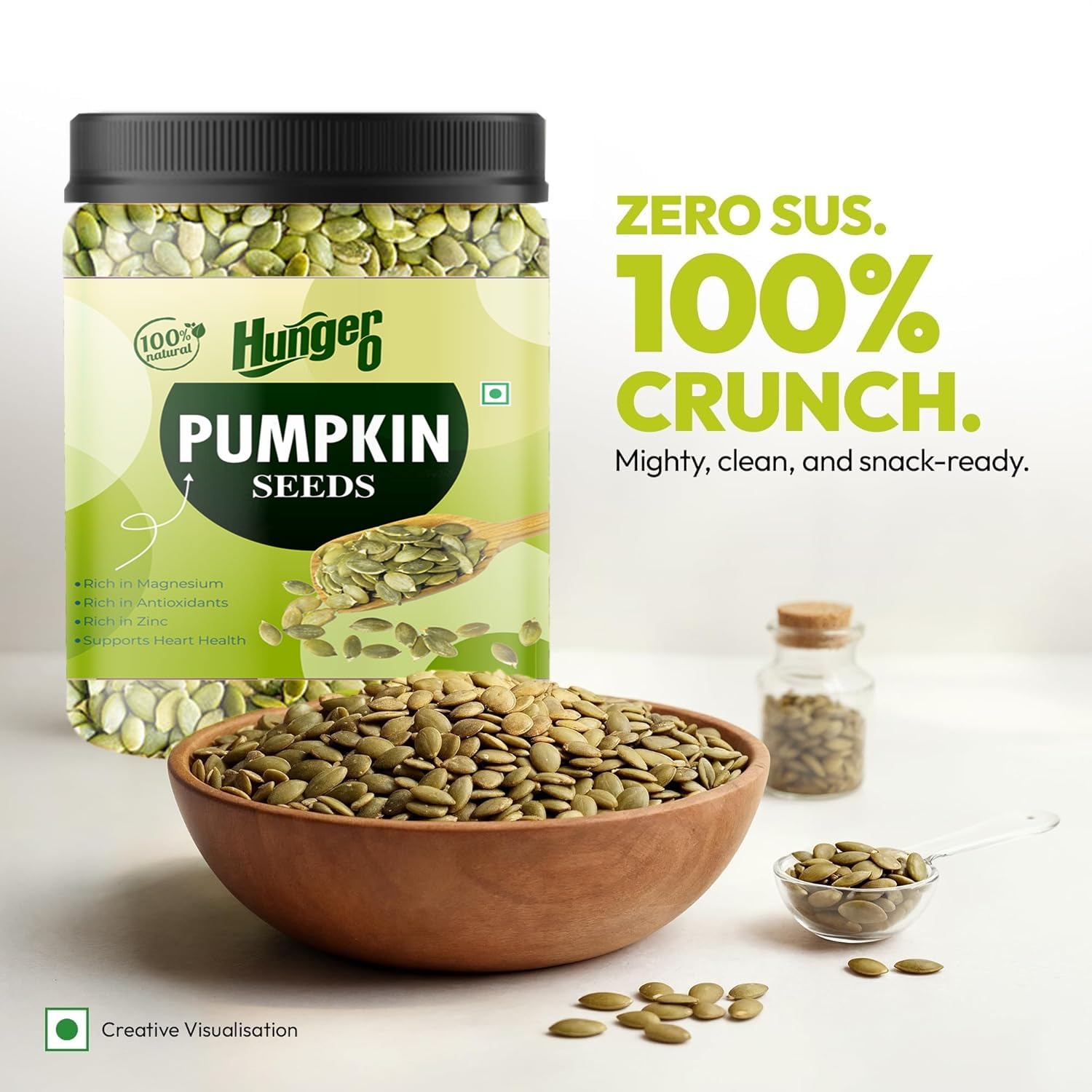 Hunger 0 Raw Premium Pumpkin Seeds (Kaddu Seeds) | Natural Pepitas for Snacking, Baking & Cooking | Protein & Fiber Rich Superfood | Healthy Diet Snack | Immunity Support Seeds