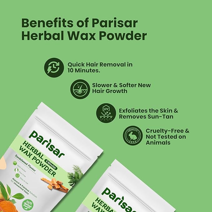 Parisar Pharma Herbal Wax Powder for Women and Men - 100 gms Each (Pack of 3)