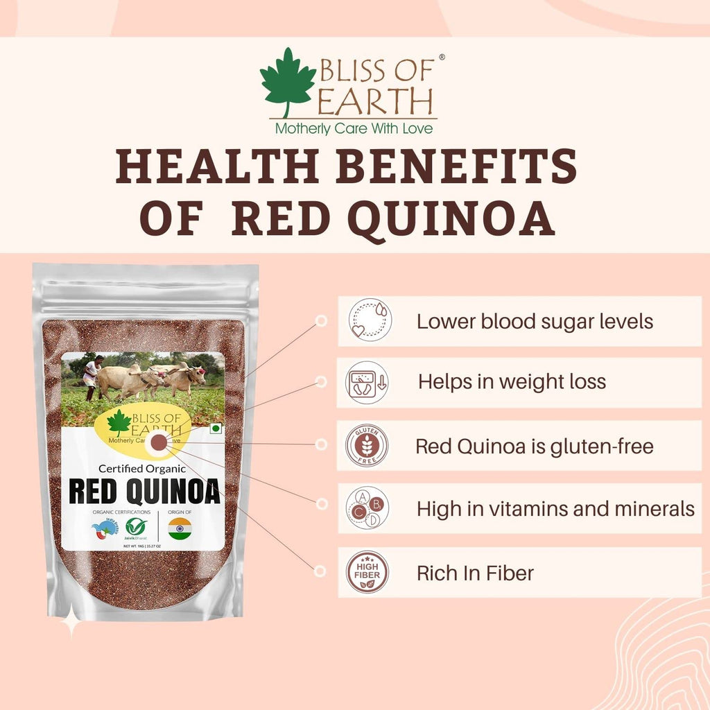 Bliss of Earth Red Quinoa 500gm Raw Super Food Great for Eating. Salad & Cooking