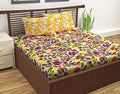 Divine Casa 144 TC Cotton Bedsheet for Double Bed with 2 Pillow Cover Colour Orange & Yellow