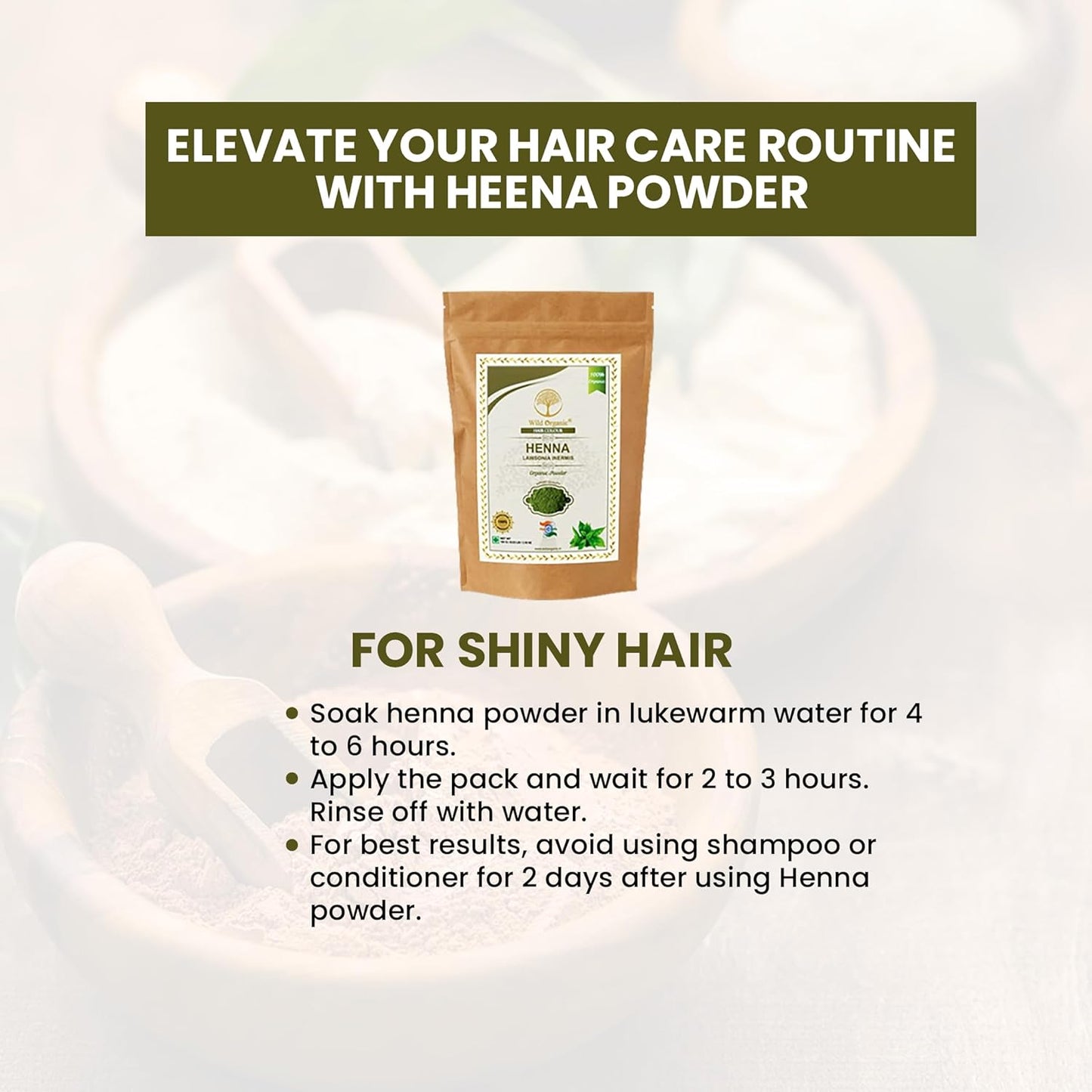 Wild Organic 100% Natural & Pure Herbal Henna Powder - 100 gms