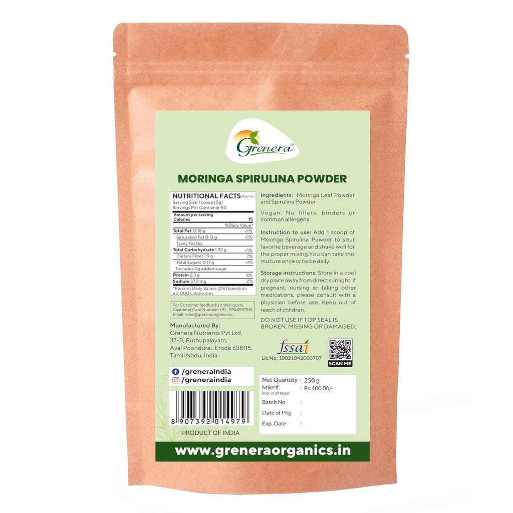 Grenera Moringa Spirulina Powder - 250 gms