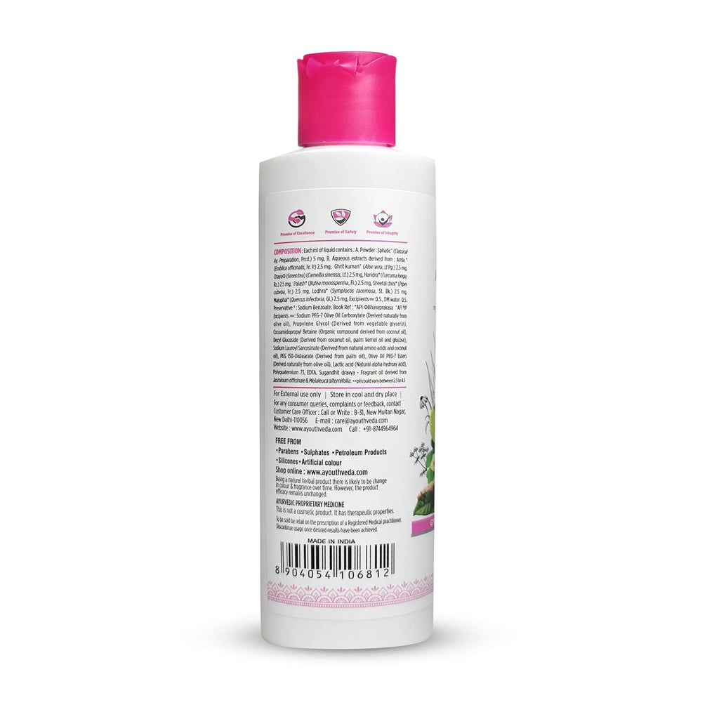 Ayouthveda Vagitone Intimate Hygiene Wash For Women | pH Balanced Daily Intimate Wash | Controls Odor, Itching & Dryness | Sulfate-Free, Gynaecologically Tested | With Sphatika, Green Tea & Aloe Vera | 180 ml (Pack of 1)