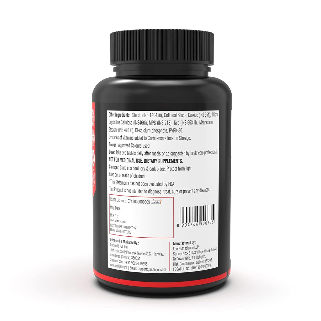 NutritJet Testosterone Booster for Men - Muscle Growth, Strength, Stamina & Performance - 60 Veg Tablets