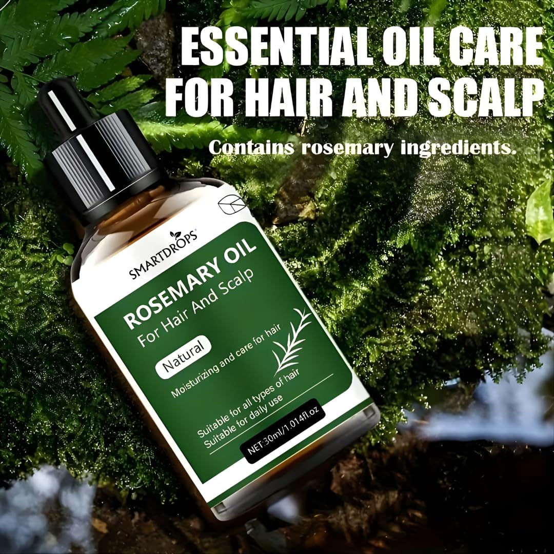 Smartdrops Rosemary Oil for Hair | Rosemary Oil for Hair Growth | rosemary Essential oil for hair Fall | Hair Strengthening Treatment for Healthy Nourished Hair- (30 ml)