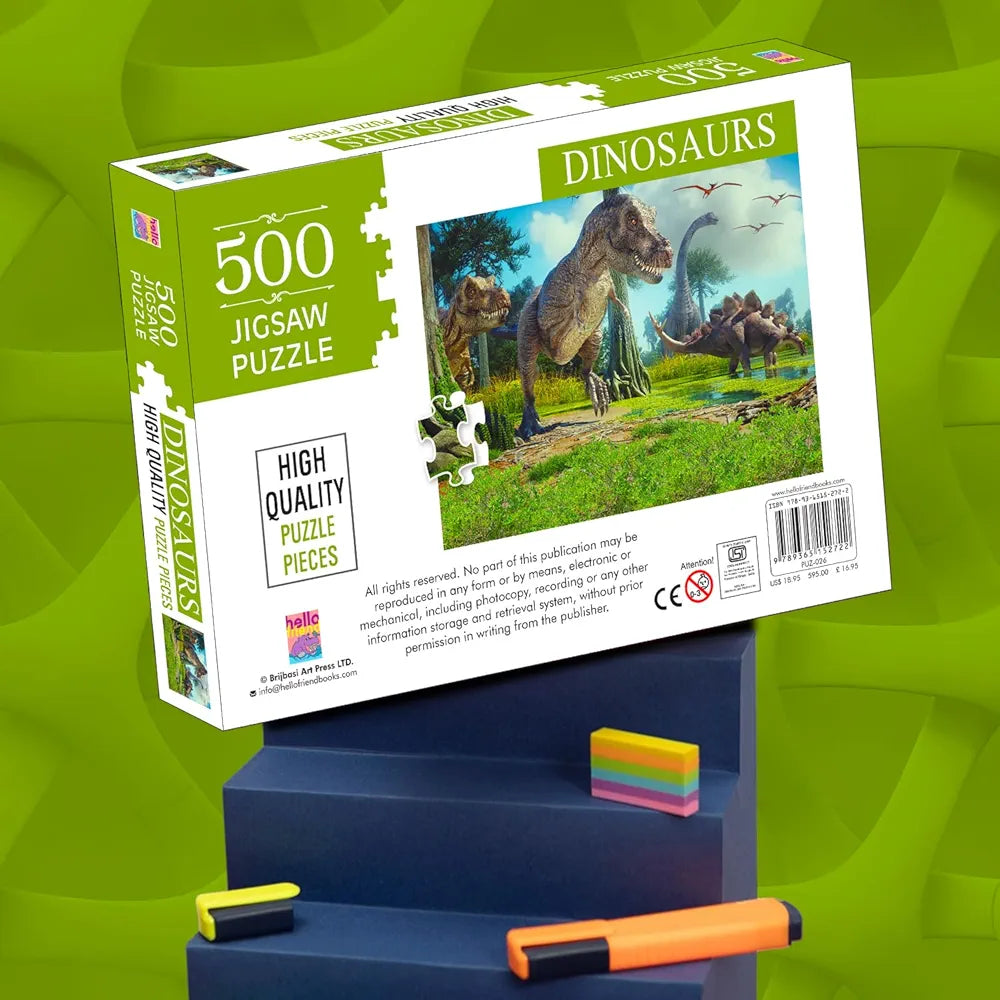 Hello Friend Dinosaur Jigsaw Puzzles 500-Piece for Kids and Childrens – Wild Animal, Gifts, Fun and Creative Game - Ages 6+