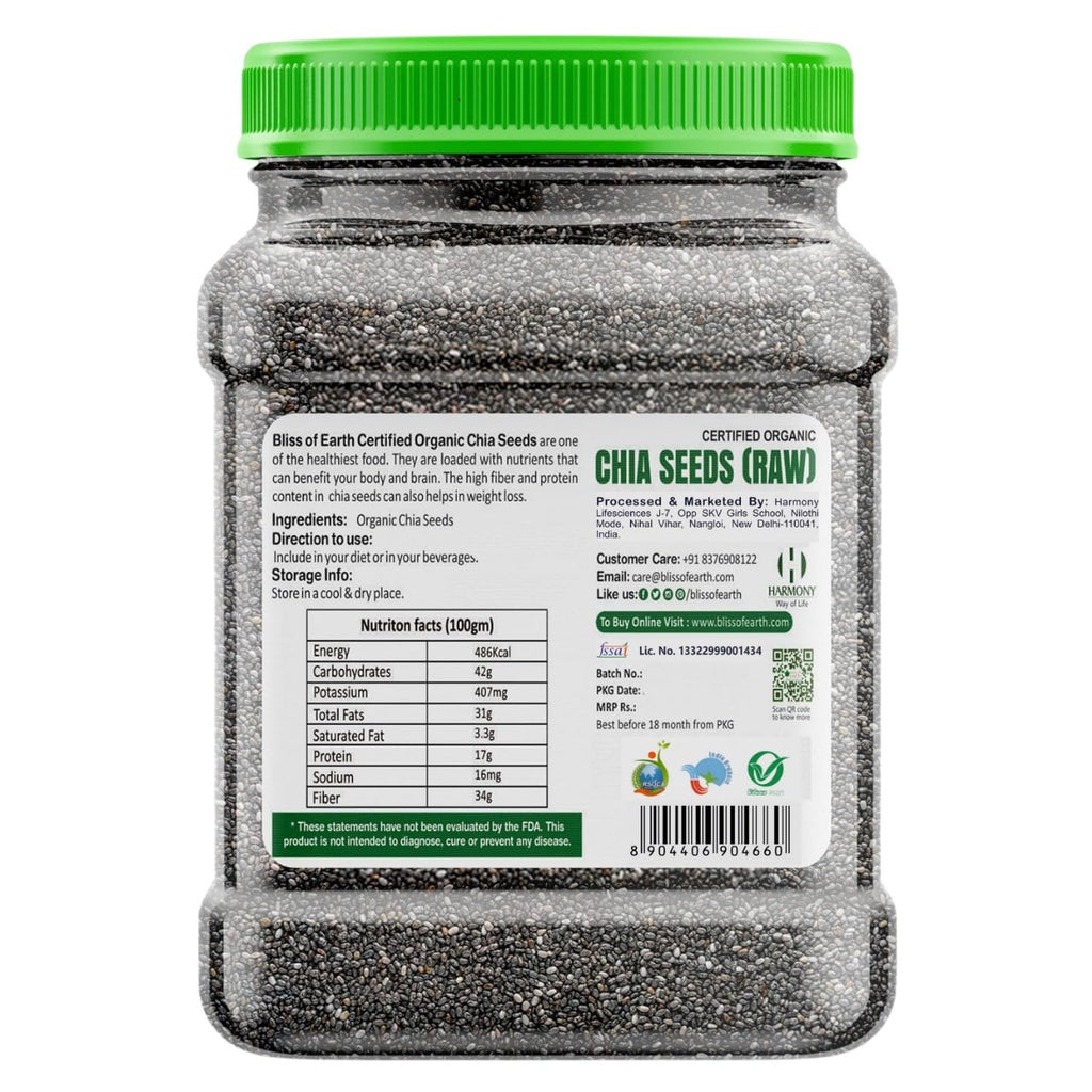 Bliss of Earth Raw Chia Seeds For Weight Loss, Raw Super Food With Omega & Fiber 600gm