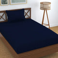 Homefab India 160 TC Stripe Glace Cotton Single BedSheet with 1 Pillow Cover Navy Blue