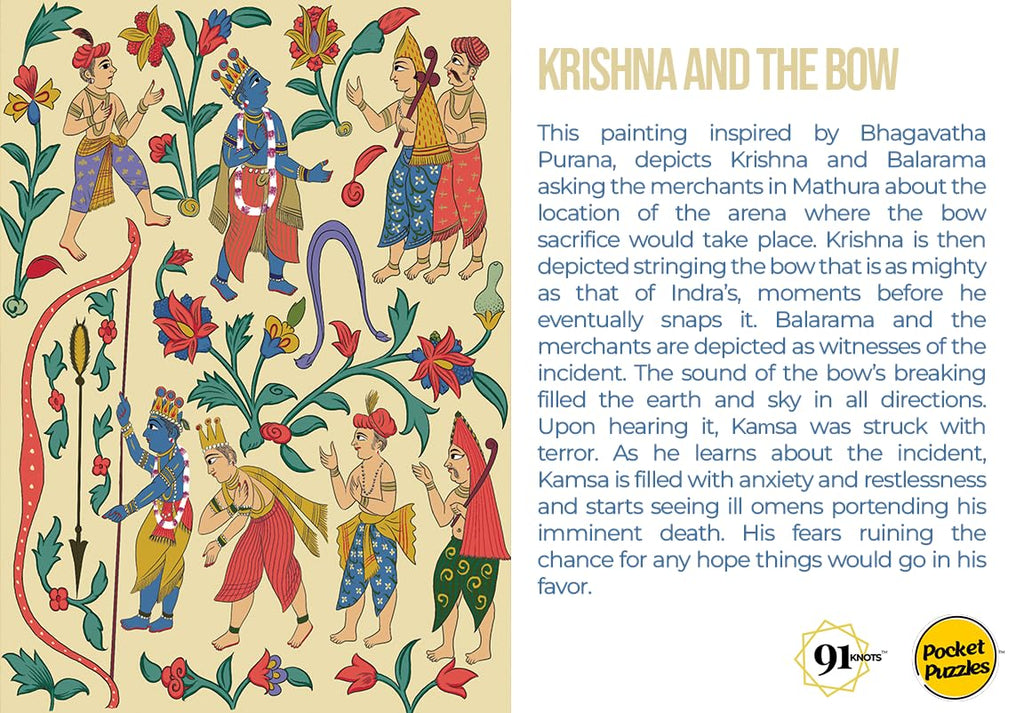 91knots-krishna With Devotees Wooden Jigsaw Puzzle (140 Pieces) for Adults and Kids | Beautiful Indian Artwork Puzzle