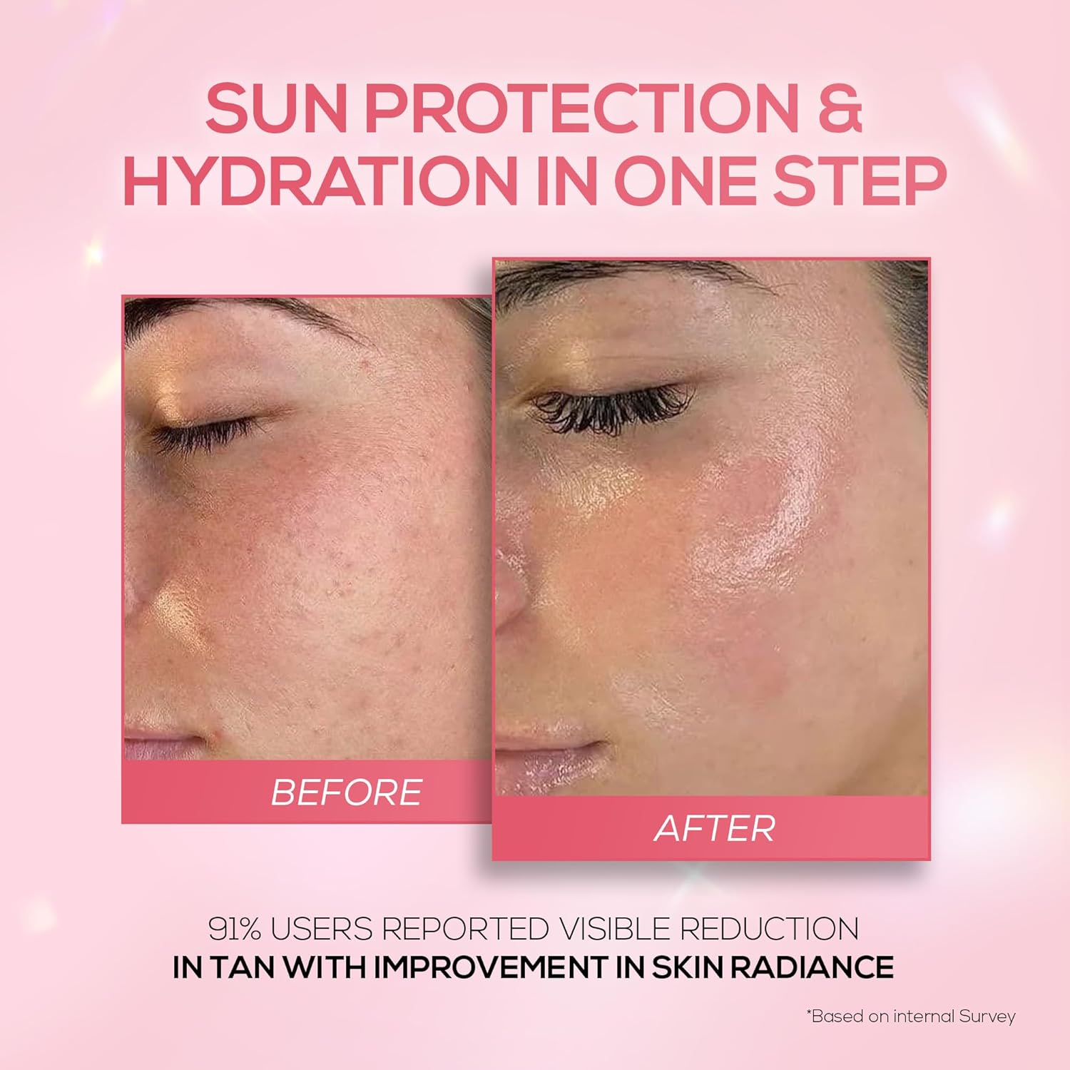 RENEE Pink Therapy PDRN 2-in-1 Sunscreen + Moisturizer SPF 50 PA+++ | In-Vivo Tested | with Niacinamide | Broad Spectrum UVA & UVB Protection | No Visible White Cast | Evens Skin Tone | 50g