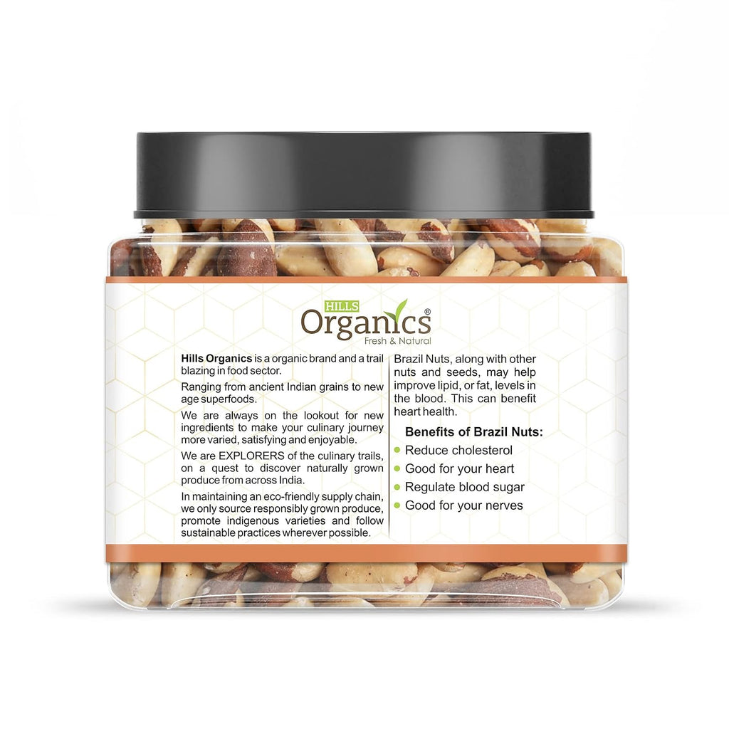 “Hills Organics Premium Raw Brazil Nuts 100g | Rich in Selenium | Superfood | Whole Peru Nuts | Keto Friendly | Jar Pack”