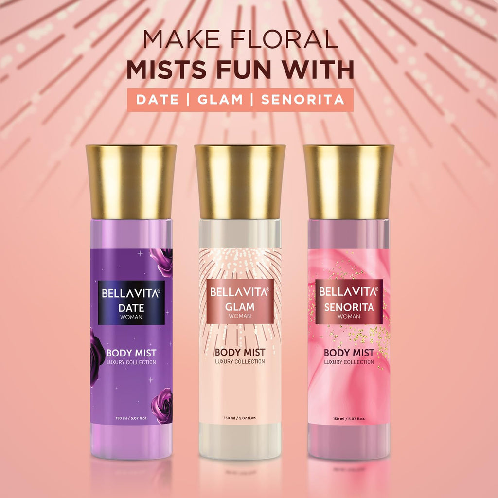 Bella Vita Luxury Glam Women Body Spray Mist Perfume for Refreshing Floral & Jasmine Long Lasting Fragrance, 150 ml