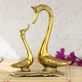 Ecraftindia Loving Golden Swan Couple Figurine