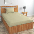 Homefab India 160 TC Stripe Glace Cotton Single BedSheet with 1 Pillow Cover Ecru