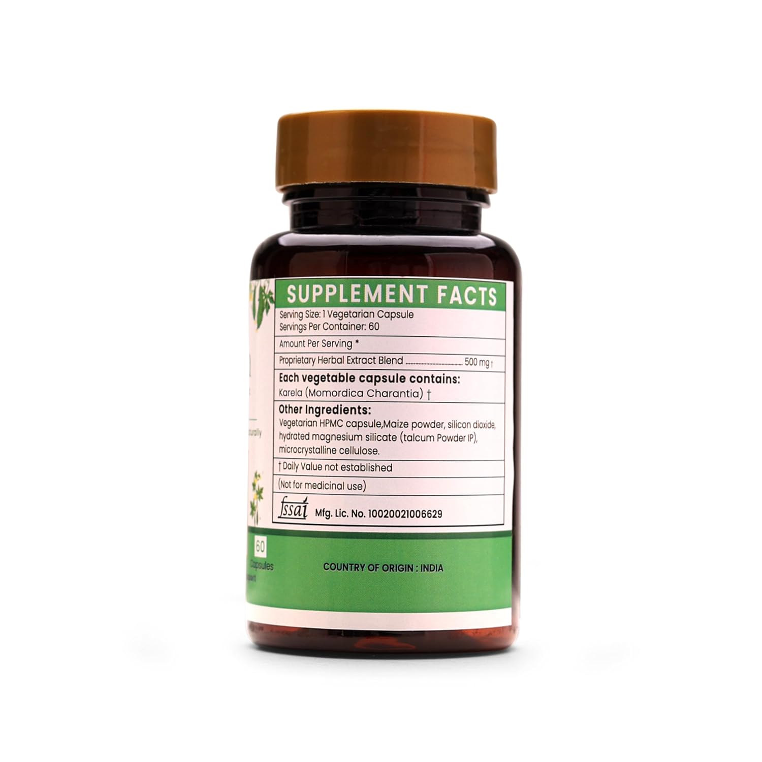 Ayurleaf Herbals Karela (Bitter Melon) Capsules - 60 Caps